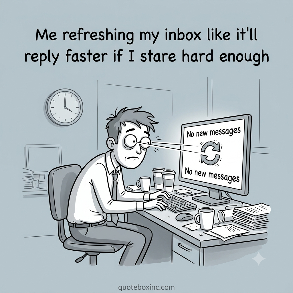 funny inbox refreshing meme checking emails repeatedly at work