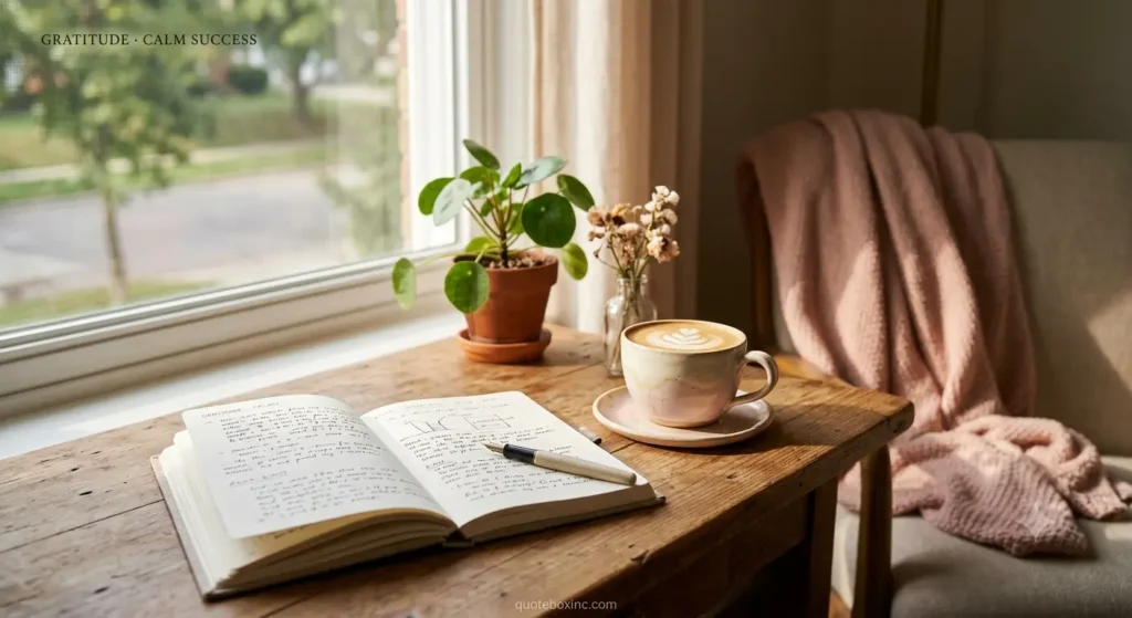 Happy Saturday quotes for work - grateful and peaceful workspace