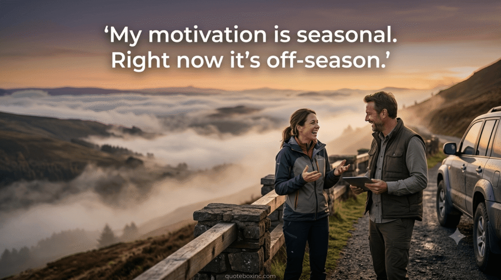Motivational office quote with humor about coffee, deadlines, and success