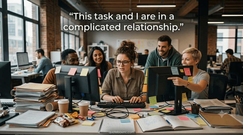 Funny motivational quote for work life with a relatable corporate joke
